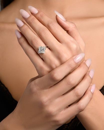 3.80 ct Anillo de compromiso con diamante marquesa en oro de 14k - BODHANA