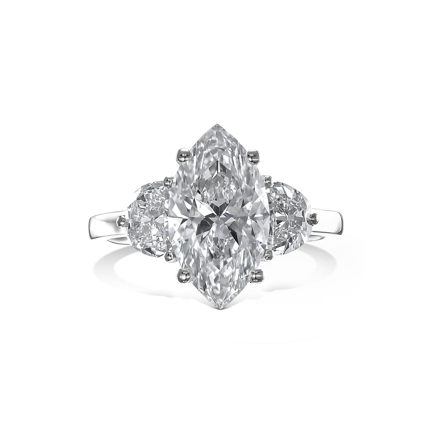 3.80 ct Anillo de compromiso con diamante marquesa en oro de 14k - BODHANA