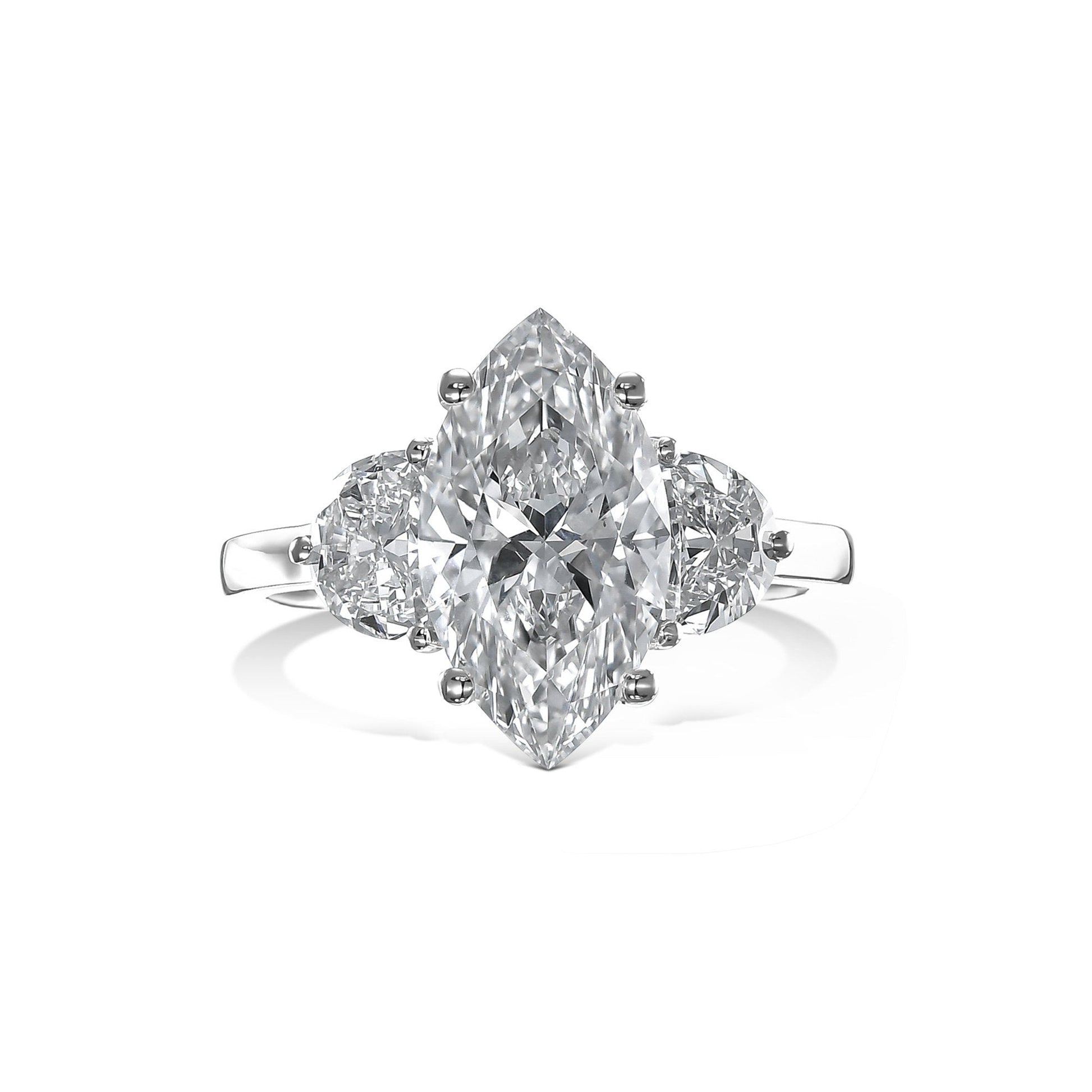3.80 ct Anillo de compromiso con diamante marquesa en oro de 14k - BODHANA