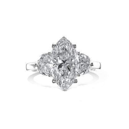 3.80 ct Anillo de compromiso con diamante marquesa en oro de 14k - BODHANA