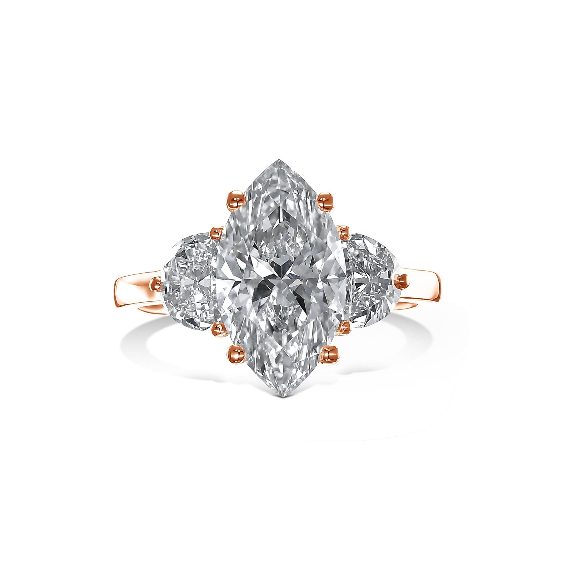 3.80 ct Anillo de compromiso con diamante marquesa en oro de 14k - BODHANA