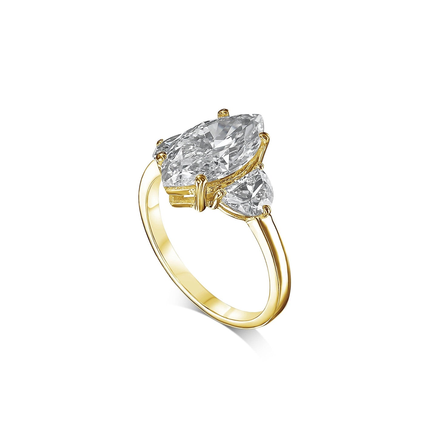 3.80 ct Anillo de compromiso con diamante marquesa en oro de 14k - BODHANA