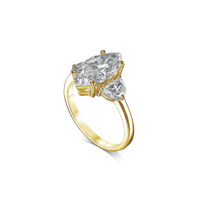 3.80 ct Anillo de compromiso con diamante marquesa en oro de 14k - BODHANA