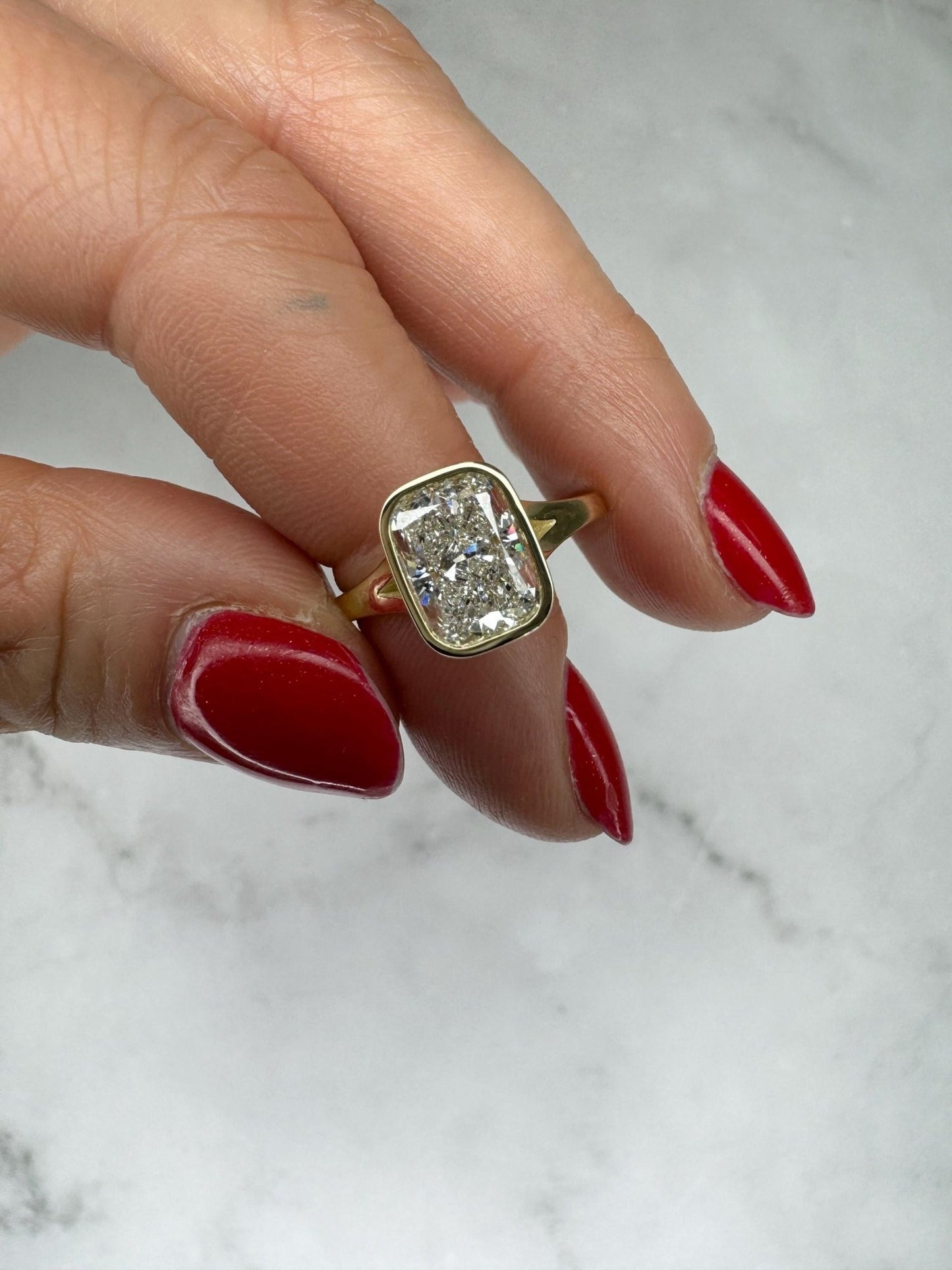 3 ct Anillo de compromiso con diamante Cojín Oro 14k - BODHANA