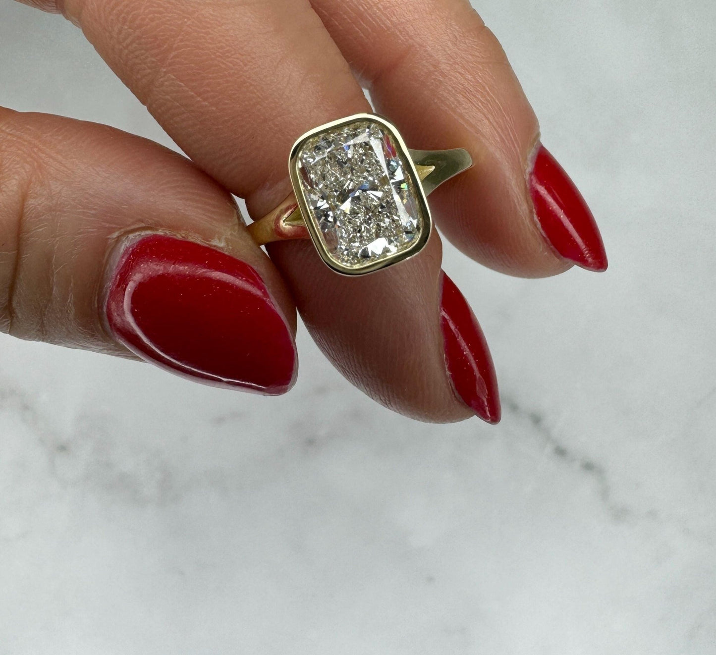 3 ct Anillo de compromiso con diamante Cojín Oro 14k - BODHANA