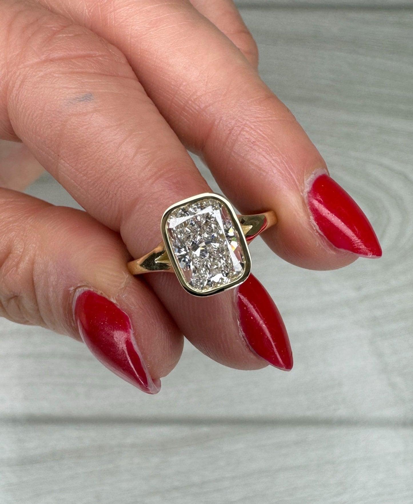 3 ct Anillo de compromiso con diamante Cojín Oro 14k - BODHANA