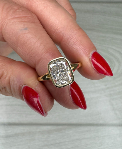 3 ct Anillo de compromiso con diamante Cojín Oro 14k - BODHANA