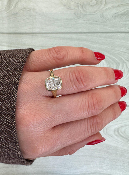 3 ct Anillo de compromiso con diamante Cojín Oro 14k - BODHANA