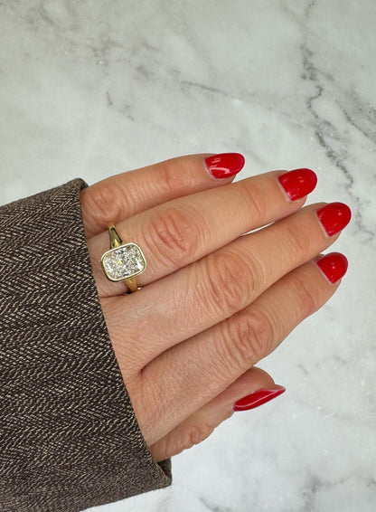 3 ct Anillo de compromiso con diamante Cojín Oro 14k - BODHANA