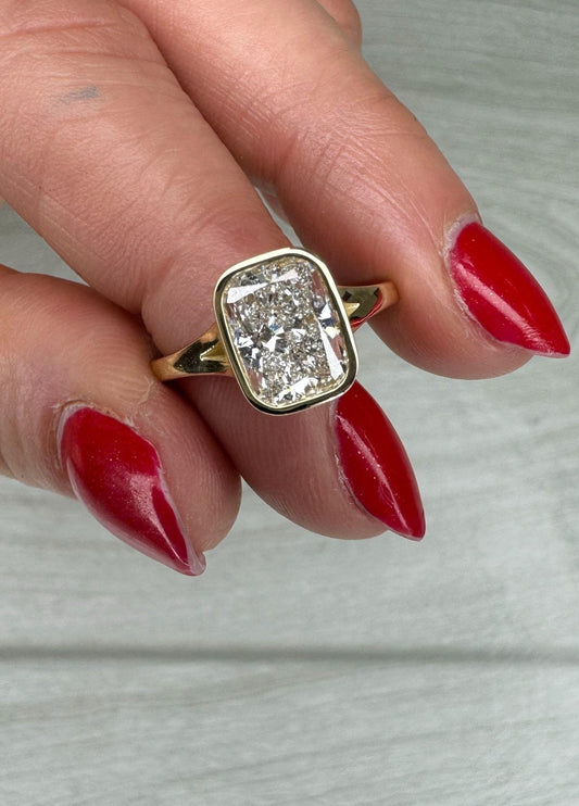 3 ct Anillo de compromiso con diamante Cojín Oro 14k - BODHANA