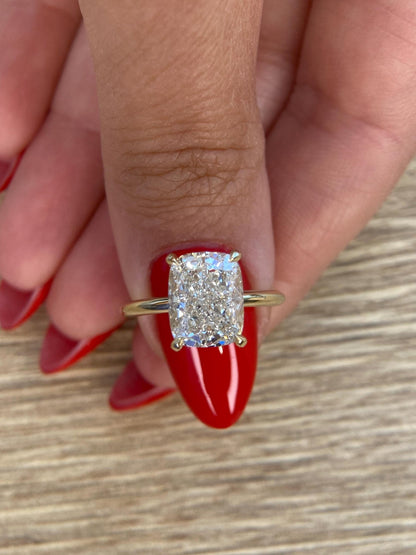 4 ct Anillo de compromiso con diamante Cojín Oro 14k - BODHANA