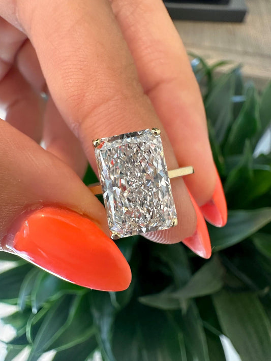 4 ct Anillo de compromiso con diamante corte radiante oro 14 k - BODHANA