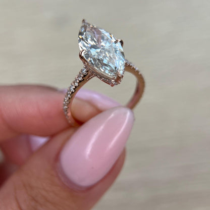 5.30 ct Anillo de compromiso con diamante Corte Marquise Oro 14k - BODHANA
