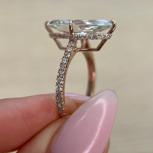 5.30 ct Anillo de compromiso con diamante Corte Marquise Oro 14k - BODHANA