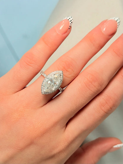 5.30 ct Anillo de compromiso con diamante Corte Marquise Oro 14k