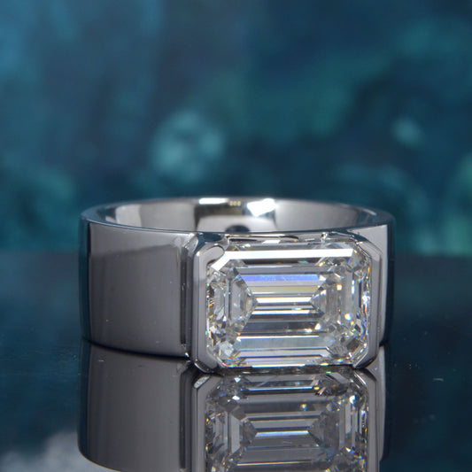 Anillo Compromiso para Hombre Diamante Laboratorio Esmeralda 4 Quilates