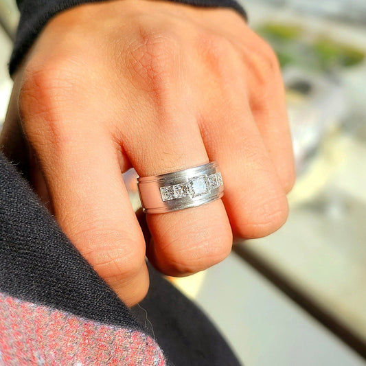 Anillo Compromiso Hombre Diamante Laboratorio Princesa 2.20 Quilates
