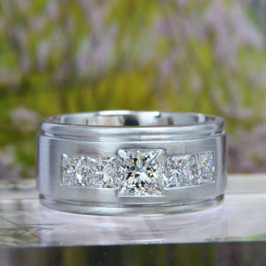 Anillo Compromiso Hombre Diamante Laboratorio Princesa 2.20 Quilates