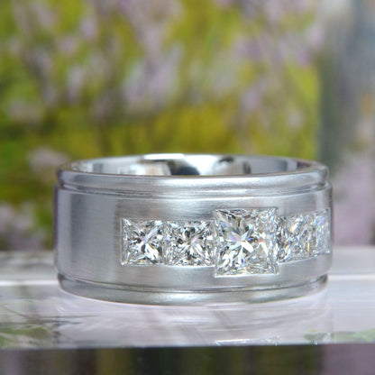 Anillo Compromiso Hombre Diamante Laboratorio Princesa 2.20 Quilates