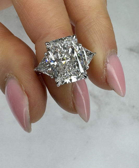 6 ct Anillo de compromiso con diamante Corte Radiante Oro 14k - BODHANA