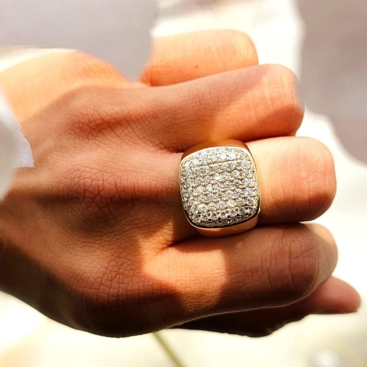 Anillo Clúster Hombre 2.00 Ct Diamantes Lab IGI Oro 14K
