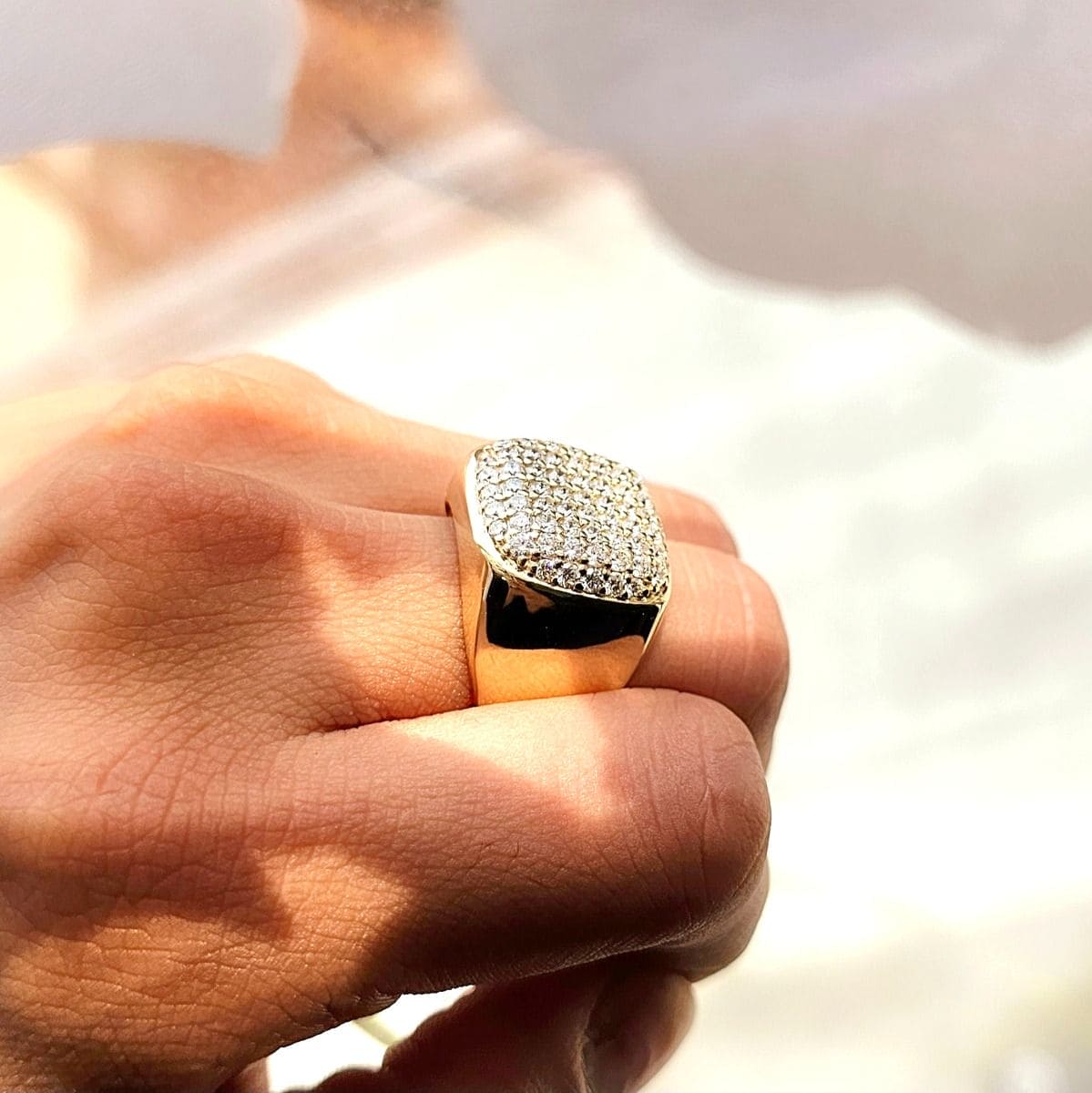 Anillo Clúster Hombre 2.00 Ct Diamantes Lab IGI Oro 14K