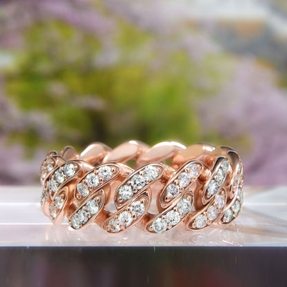 Anillo Cubano Hombre Oro 14K con 1.00 Ct Diamantes Lab