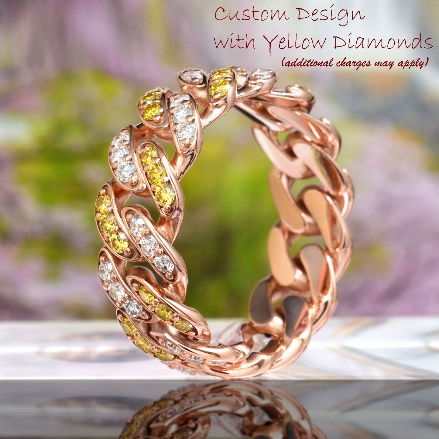 Anillo Cubano Hombre Oro 14K con 1.00 Ct Diamantes Lab