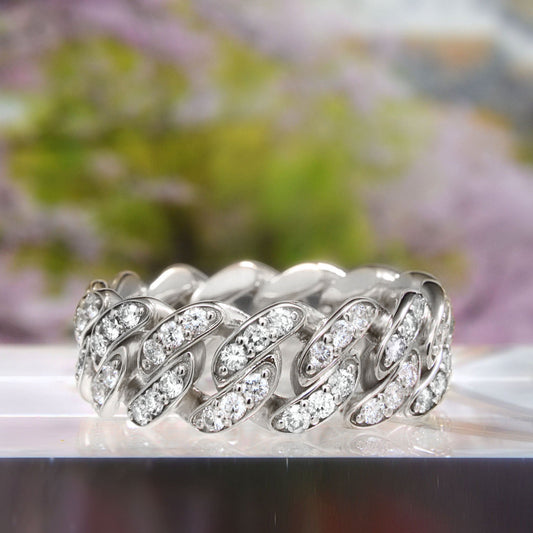 Anillo Cubano Hombre Oro 14K con 1.00 Ct Diamantes Lab