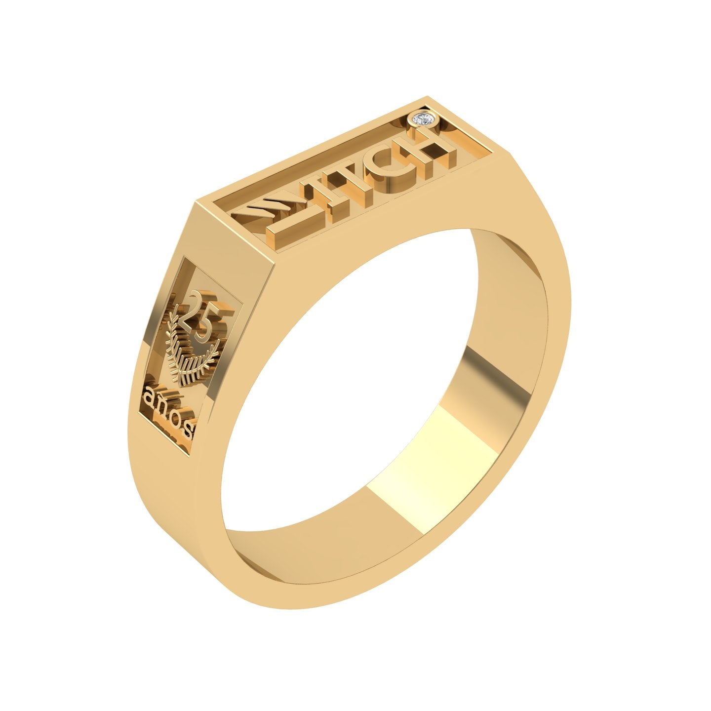 Praga Anillo de Graduación Personalizado en Oro 14K o 18K