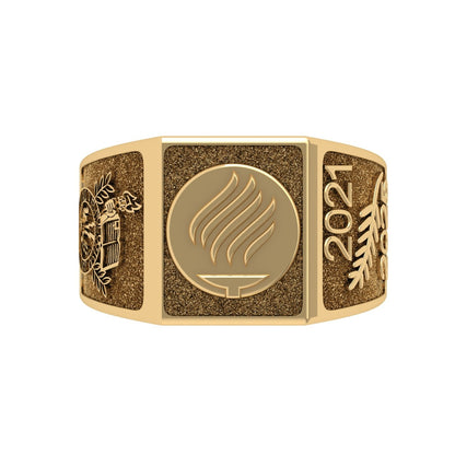 Roma Anillo de Graduación Personalizado en Oro 14K o 18K con Logo Frontal 14mm