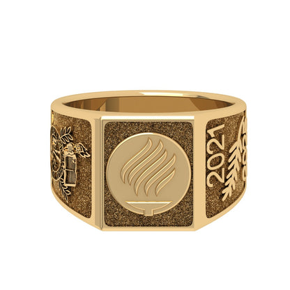 Roma Anillo de Graduación Personalizado en Oro 14K o 18K con Logo Frontal 14mm