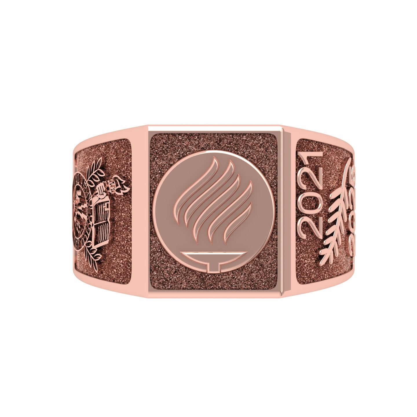 Roma Anillo de Graduación Personalizado en Oro 14K o 18K con Logo Frontal 14mm