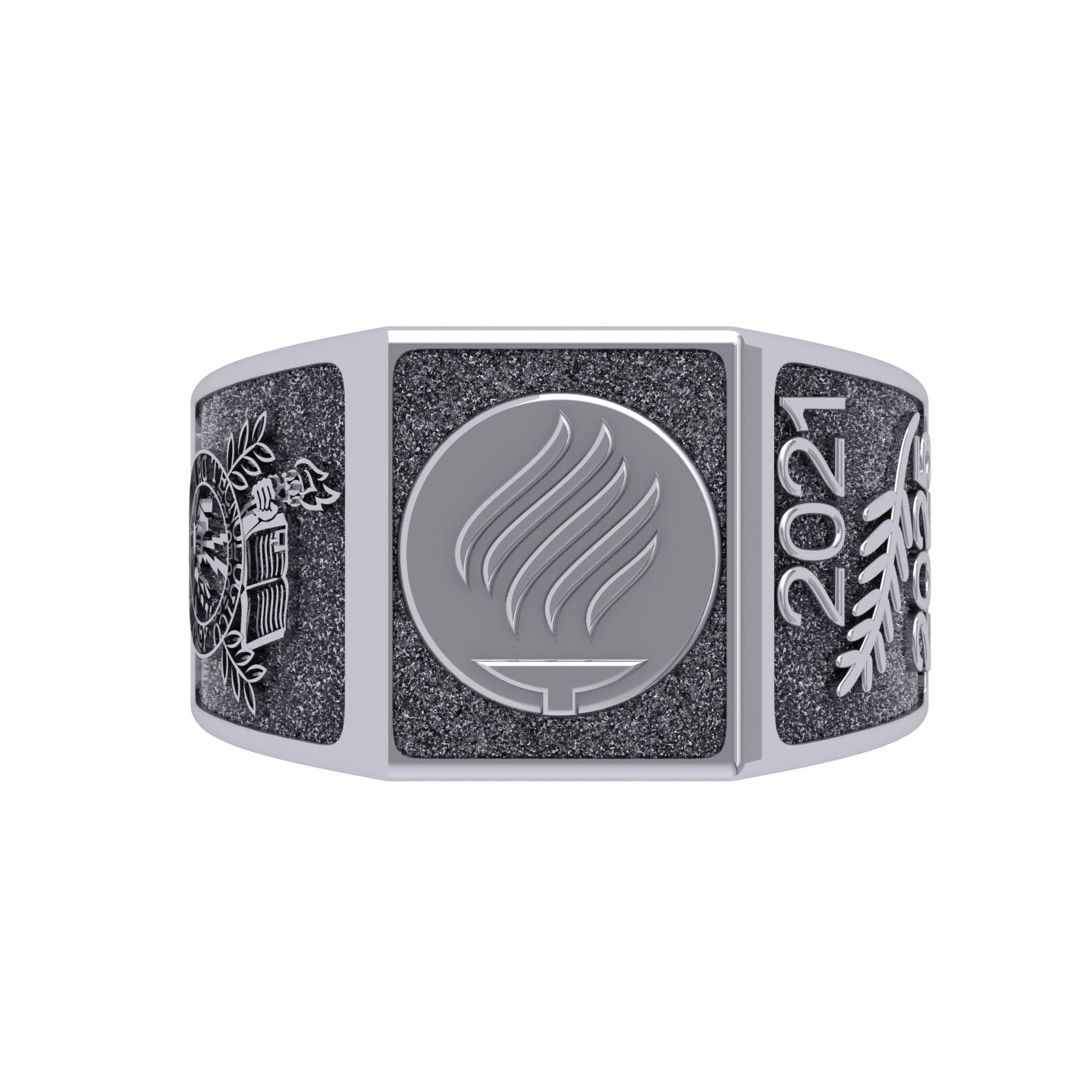 Roma Anillo de Graduación Personalizado en Oro 14K o 18K con Logo Frontal 14mm