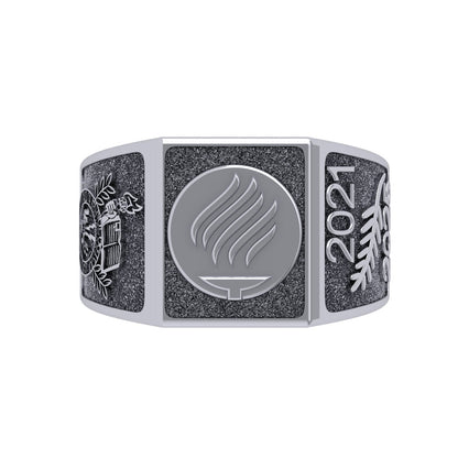 Roma Anillo de Graduación Personalizado en Oro 14K o 18K con Logo Frontal 14mm