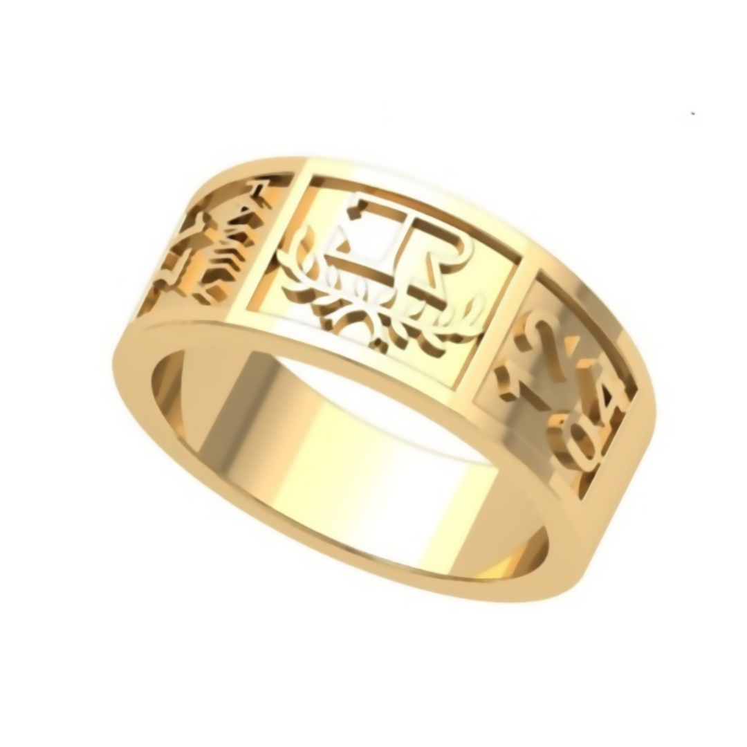 Atenas Anillo de Graduación Personalizado en Oro 14K o 18K