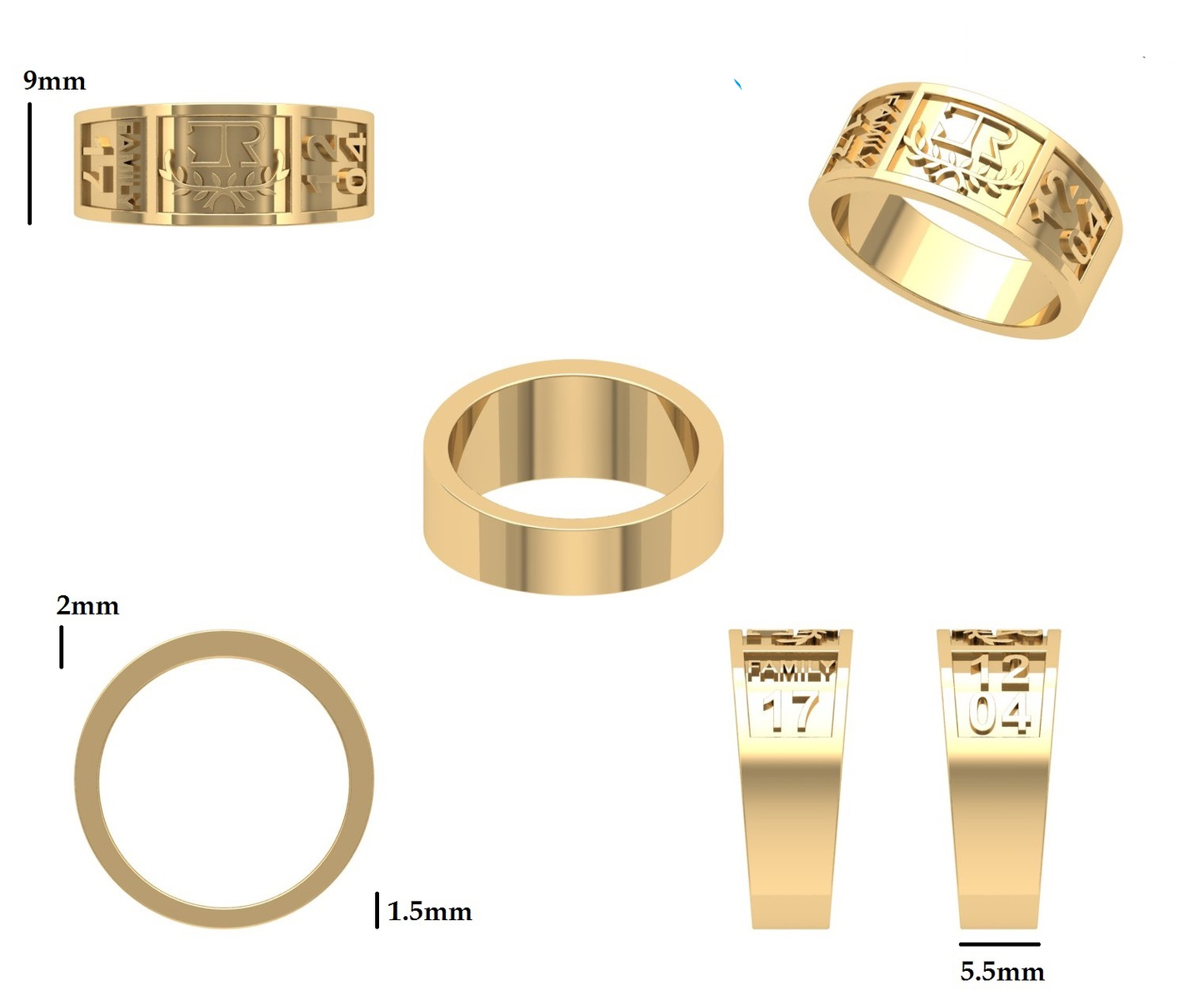 Atenas Anillo de Graduación Personalizado en Oro 14K o 18K