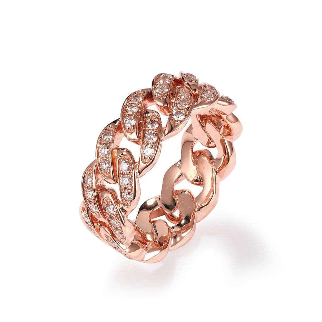 Anillo Cubano Hombre Oro 14K con 1.00 Ct Diamantes Lab