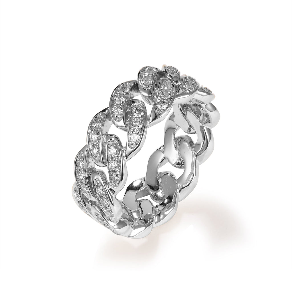 Anillo Cubano Hombre Oro 14K con 1.00 Ct Diamantes Lab