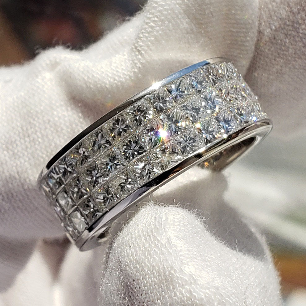 Anillo de Eternidad para Hombre de 7.50 Ct. con Diamantes en Corte Princesa de 8.5mm