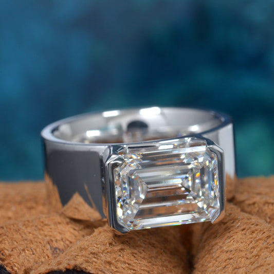 Anillo Compromiso para Hombre Diamante Laboratorio Esmeralda 4 Quilates