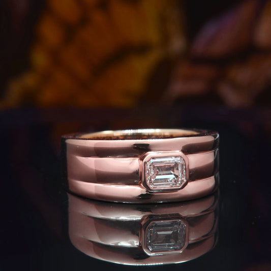 Anillo de Compromiso para Hombre de 1 Quilate Diamante Corte Esmeralda