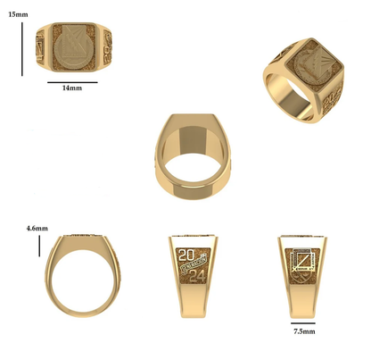 Milán Anillo de Graduación Personalizado en Oro 14K o 18K