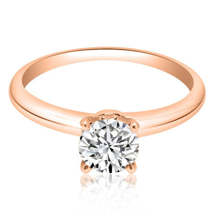 1.00 ct Anillo de compromiso con diamante Redondo Oro Blanco - BODHANA