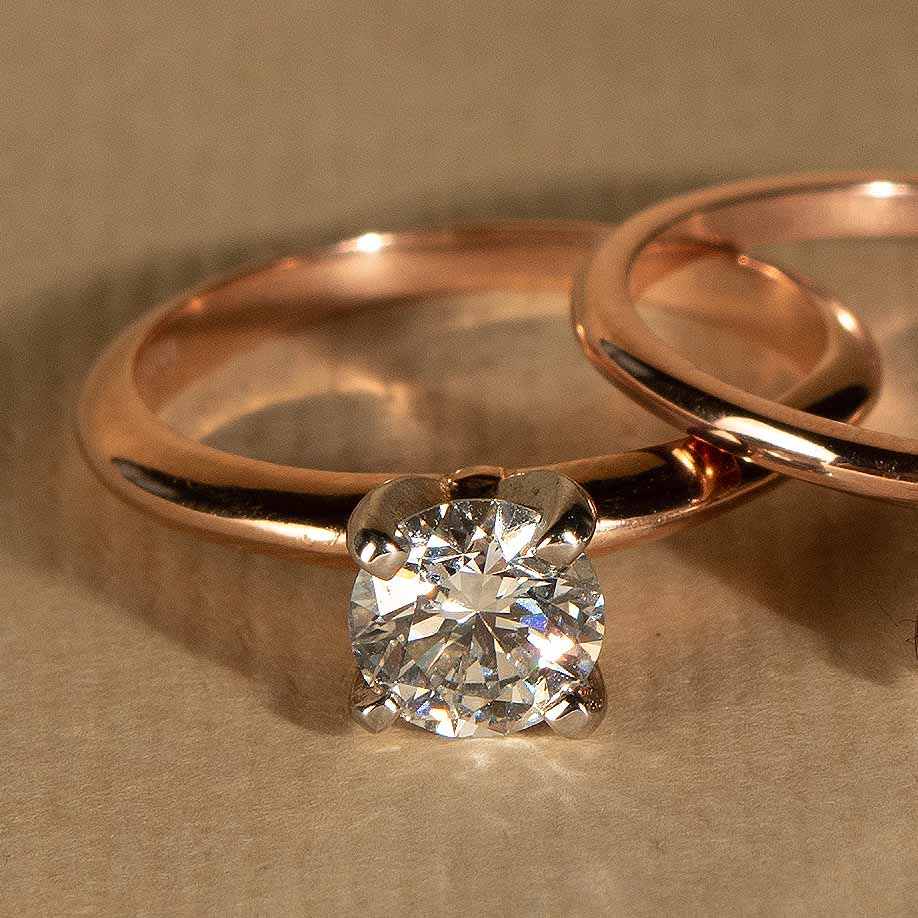 1.00 ct Anillo de compromiso con diamante Redondo Oro Blanco - BODHANA