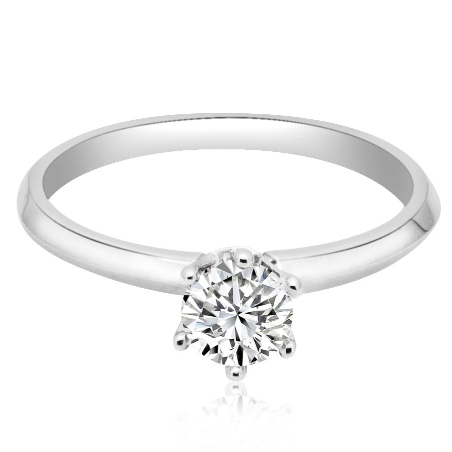 1.00 ct Anillo de compromiso con diamante Redondo Oro Blanco - BODHANA