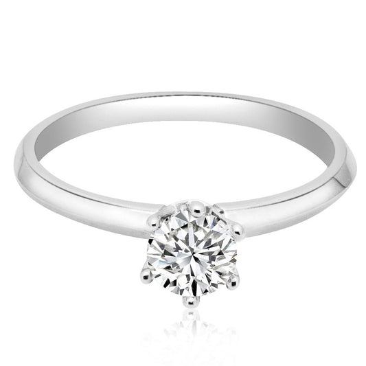 1.00 ct Anillo de compromiso con diamante Redondo Oro Blanco - BODHANA