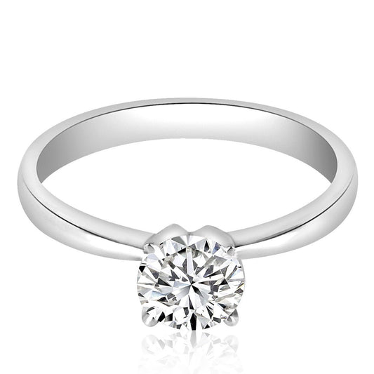 1.00 ct Anillo de compromiso con diamante Redondo Oro blanco - BODHANA