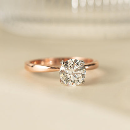 1.00 ct Anillo de compromiso con diamante Redondo Oro blanco - BODHANA