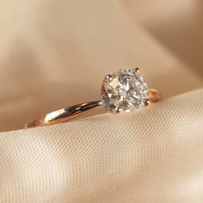 1.00 ct Anillo de compromiso con diamante Redondo Oro blanco - BODHANA